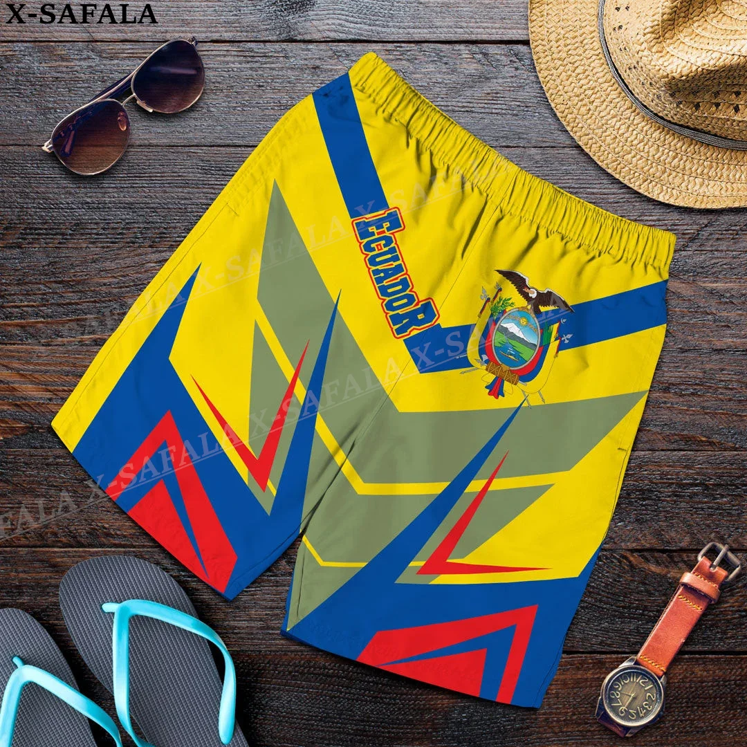 Ecuador Coat Of Arms Love Country Customized Swimming Shorts Summer Beach Holiday Shorts Men's Swimming Pants Half Pants-2