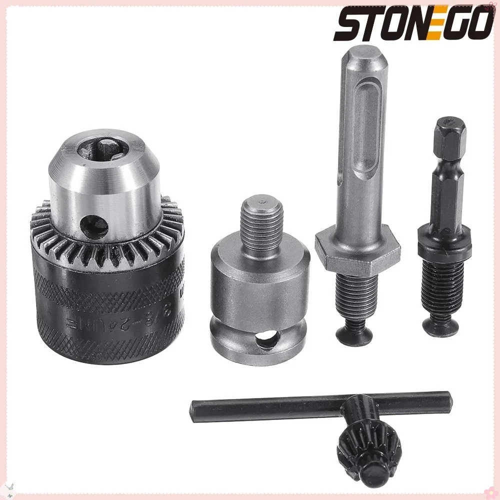 STONEGO 1 Set Drill Chuck Adapter 1.5-10mm 3/8-24UNF Converts Impact Wrench to Electric Drill Power Tool Accessories