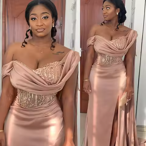 Customized Elegant Mermaid Evening dress Satin One-shoulder PROM Party Bridesmaid birthday Dress for Special occasions 2025