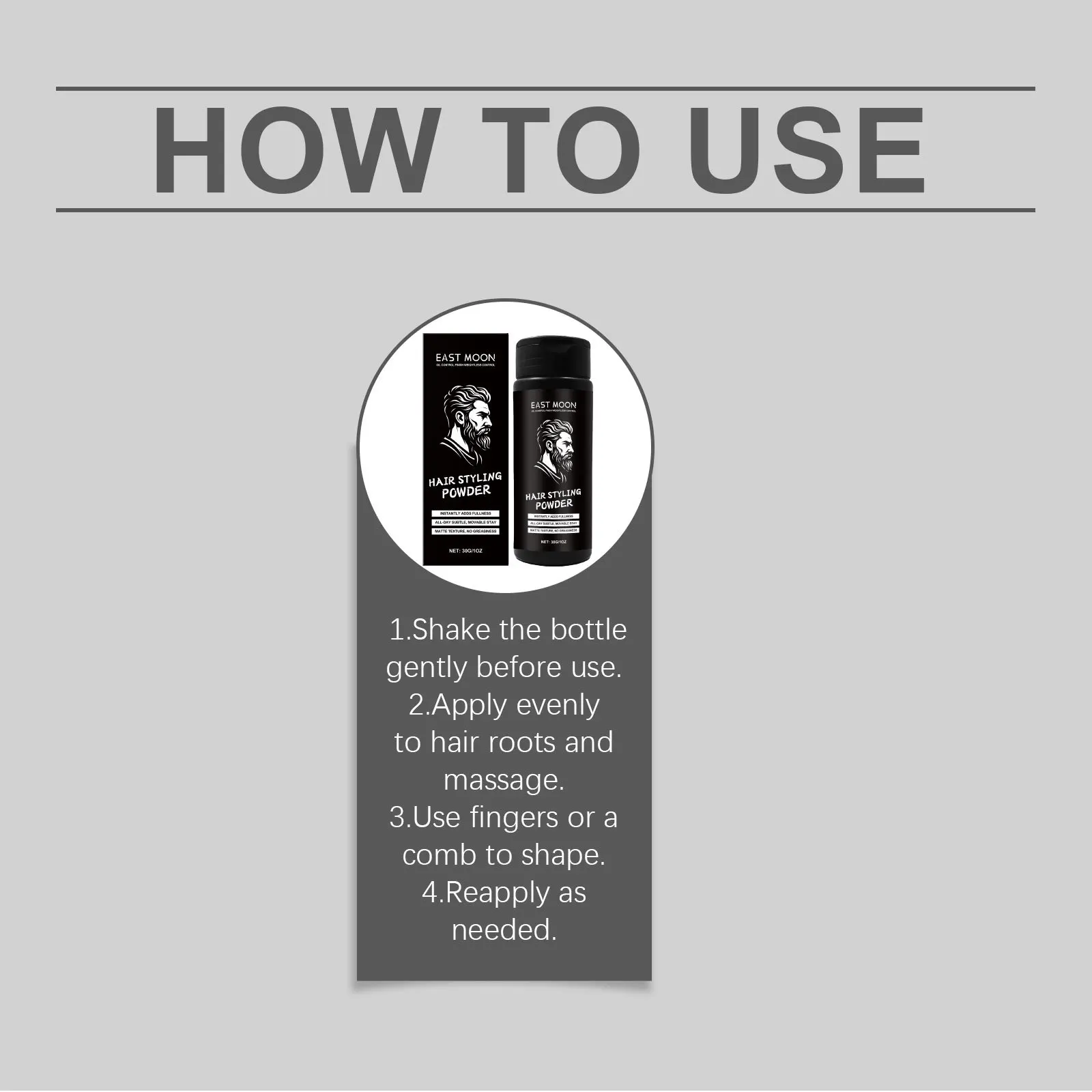 East Moon Men Hair Fluffy Powder Oil Control Increase Volume Improving Hairstyle Maintain Tidy Portable Hair Volumizing Powders