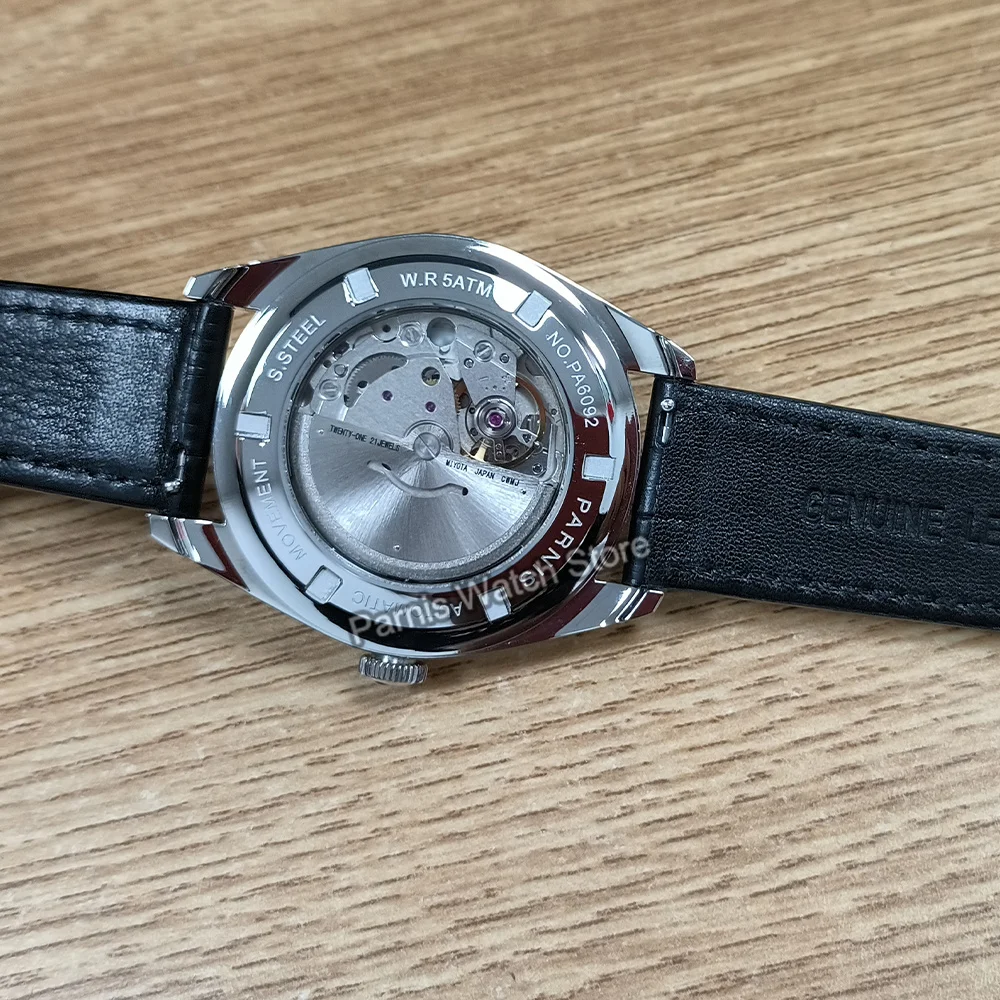 Parnis 40 mm esfera azul cristal de zafiro 5ATM Miyota8215 reloj piloto automático para hombres y niños