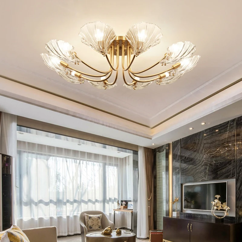American Crystal Lamp, Modern Minimalist Creative Shell, High-end French Restaurant Bedroom Lamp