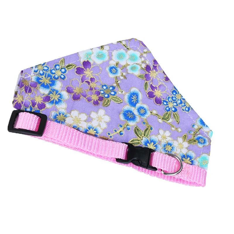 Adjustable Small Dog Cat Collar Scarf 6 Colors Print Puppy Kitten Bandana Neckerchief Pet Accessories For Dogs Cats Kedi Scarves