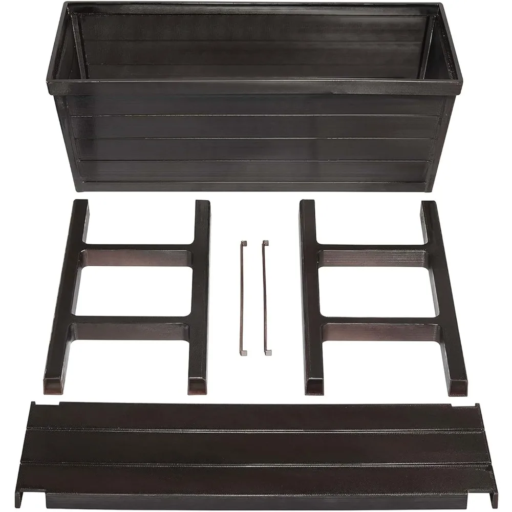 14,5 x 32,25 x 31,12 cala Podwyższona skrzynka na sadzarkę, podwyższone i odporne na warunki atmosferyczne łóżko ogrodnicze z tkanej wikliny z nogami i otworem odpływowym