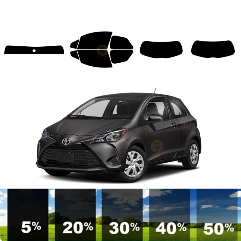 Filme de matiz de janela removível pré-cortada para carro 100% UVR 5%-70% VLT carbono de isolamento térmico ﻿ Para toyota yaris 2 dr chapéu 2012-2019