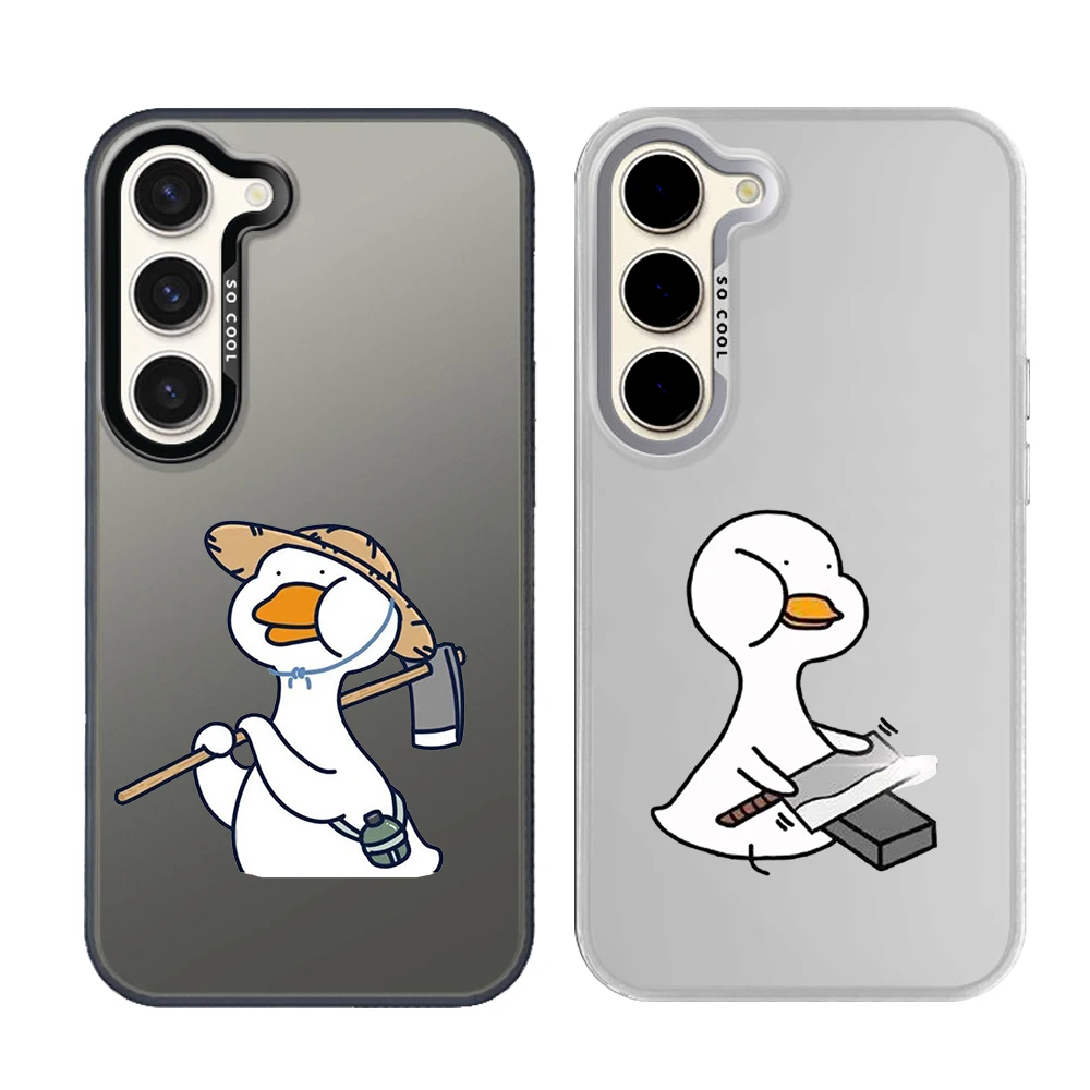 Funny Cute DJ Duck Couple Phone Case For Samsung Galaxy S26 S25 S24 Plus S23 FE S22 S21 S20 Ultra 5G S10 Anti Fall Matte Cover
