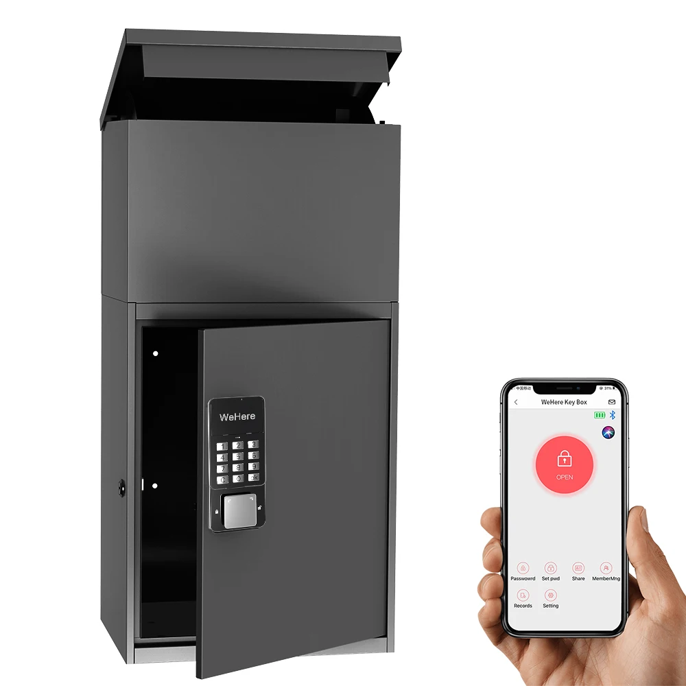 

Anti Theft Outdoor Smart Mailbox Metal Parcel Delivery Box For Home Letter Drop Mail Box Lockabel Keyless Unlock Parcel Box