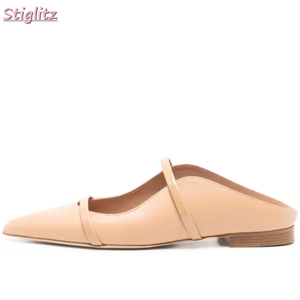 Pointed Toe Strappy Slippers Retro Solid Shallow Roman Flat with Pull-on Mules 2025 Women's Fashion New Casual Outside Shoes - Image 6