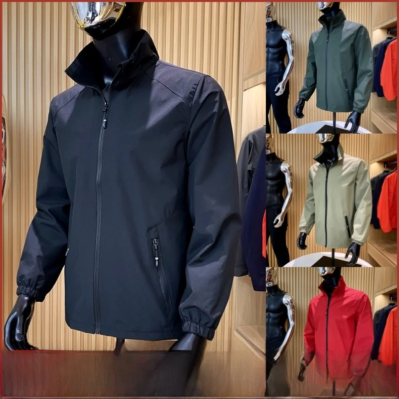 

New Spring Men's Outdoor Windproof Waterproof Thin Stand Collar Jaet Coat 50 Pieces Large Stand Fit Youth Faion