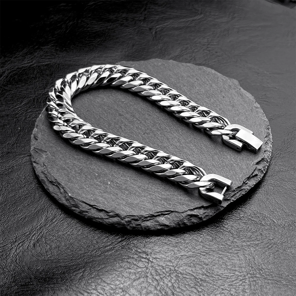 8-14mm 316L Stainless Steel Cuban Chain Bracelet Men Women Curb Bracelet Fashion Punk Hip Hop Rock Bracelet Jewelry Wholesale