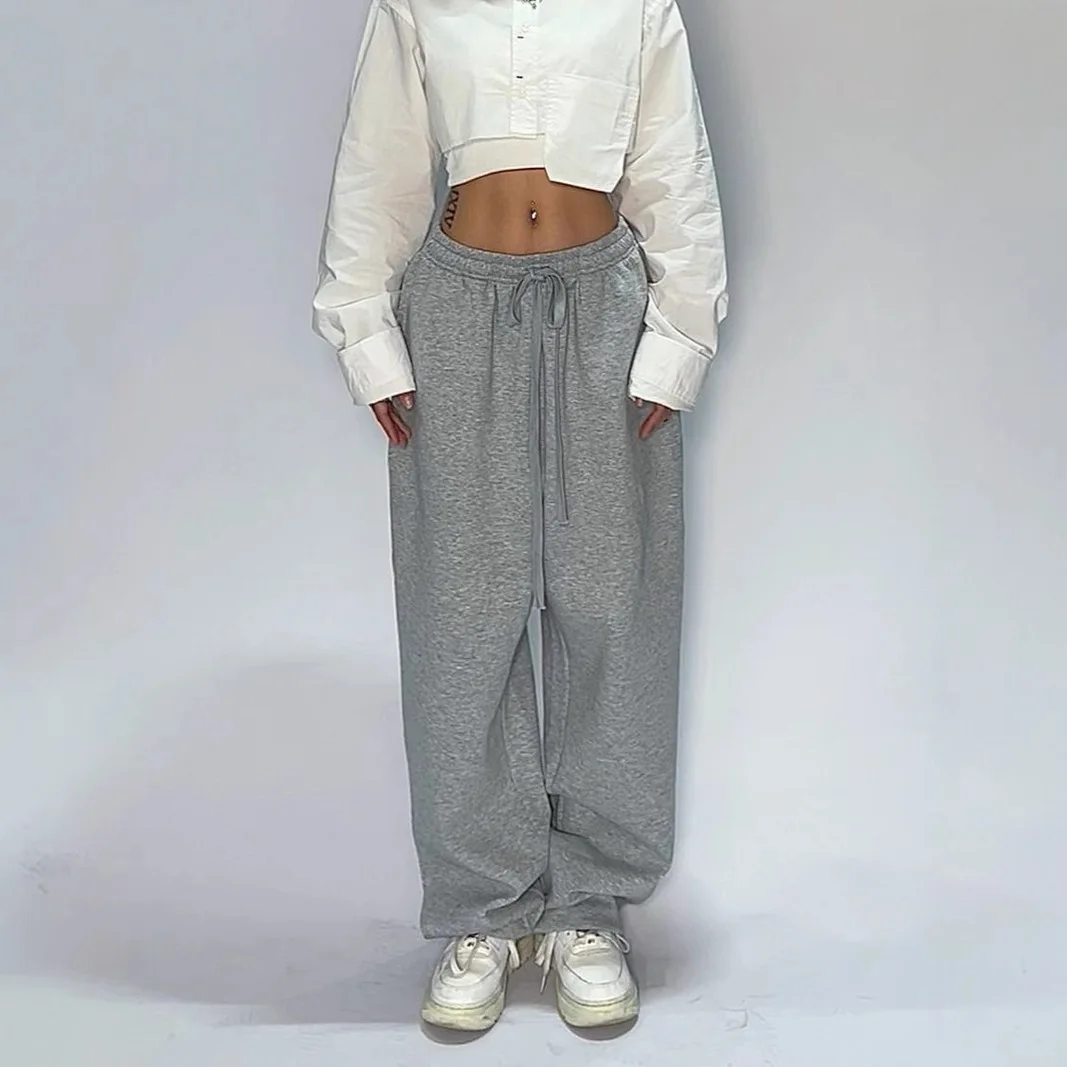 2025 American Spice Girl Casual Pants Summer New Solid Color Simple Trend Versatile Loose Jazz Street Dance Sweatpants