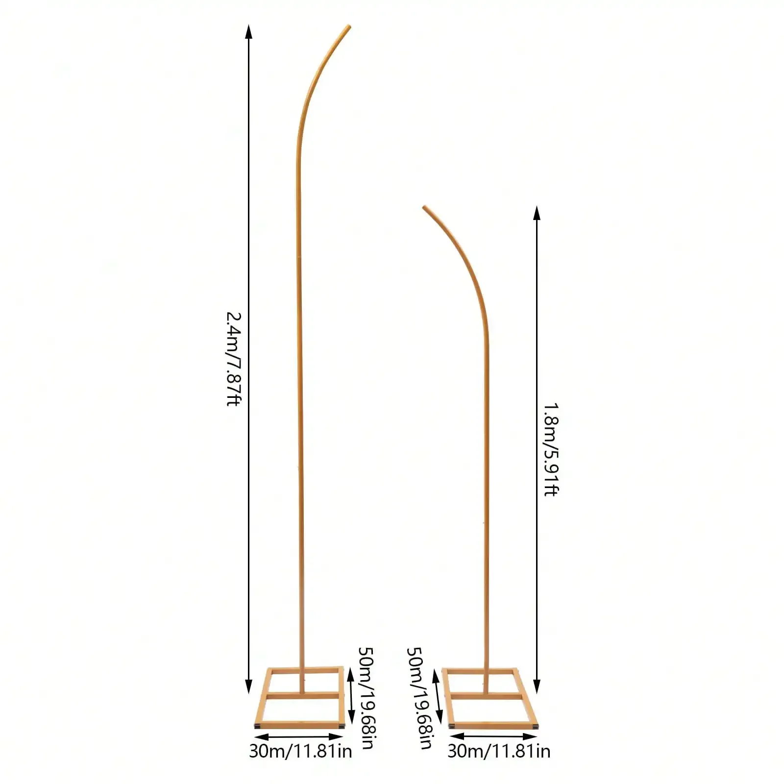 

Set of 2 Wedding Arch Frames Gold Metal Curved Top Decorative Racks Balloon Flower Backdrop Stands