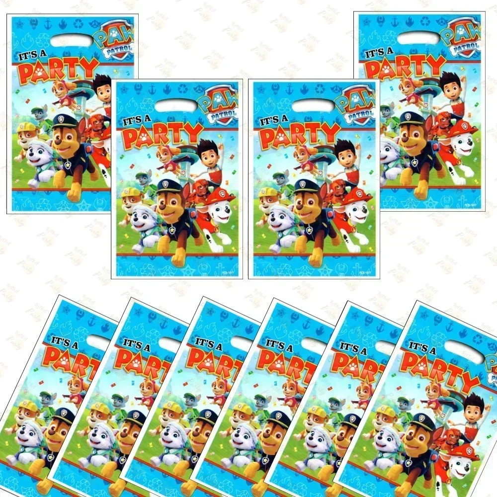 Paw Patrol Cute Cartoon Baby Shower Party Favor Gift Bags Candy Bag Handle Gift Bags Paw Dogs Themed Birthday Party Decoration