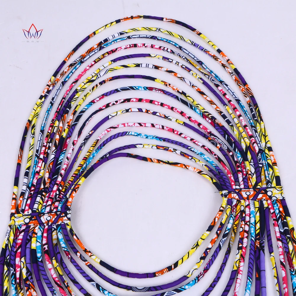 BRW 2023 African Ankara Necklaces Wax Print Fabric Colorful Necklace Shawl African Ankara Handmade Necklace Tribal Jewelry WYX06