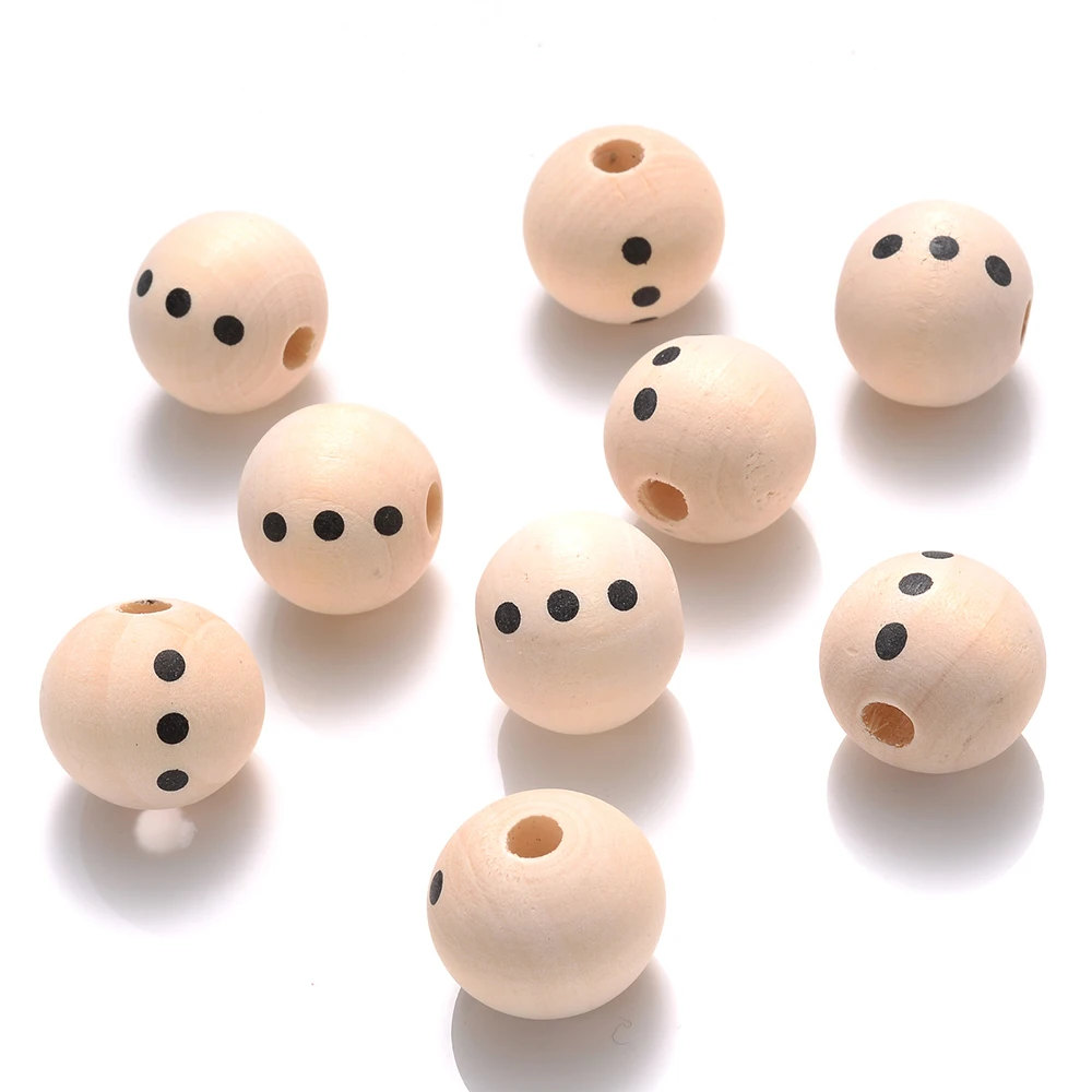 10/20 Stück 9mm Naturholzperlen mit Schneemann-Gesicht-Aufdruck, lose Abstandsperlen für Weihnachtsbaumgirlanden, Bastelarbeiten und DIY-Schmuckherstellung – Detail 9
