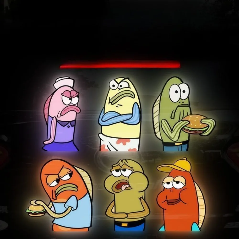 SpongeBob Bikini Bottom Cute Animal Reflective Car Sticker Scratch Cover Creative Auto Decoration Gift
