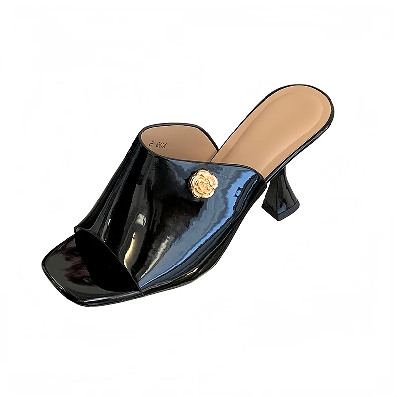 sandali-neri-con-tacco-alto-per-donna-fiori-metallici-pantofole-in-pelle-verniciata-khaki-tacchi-alti-10cm
