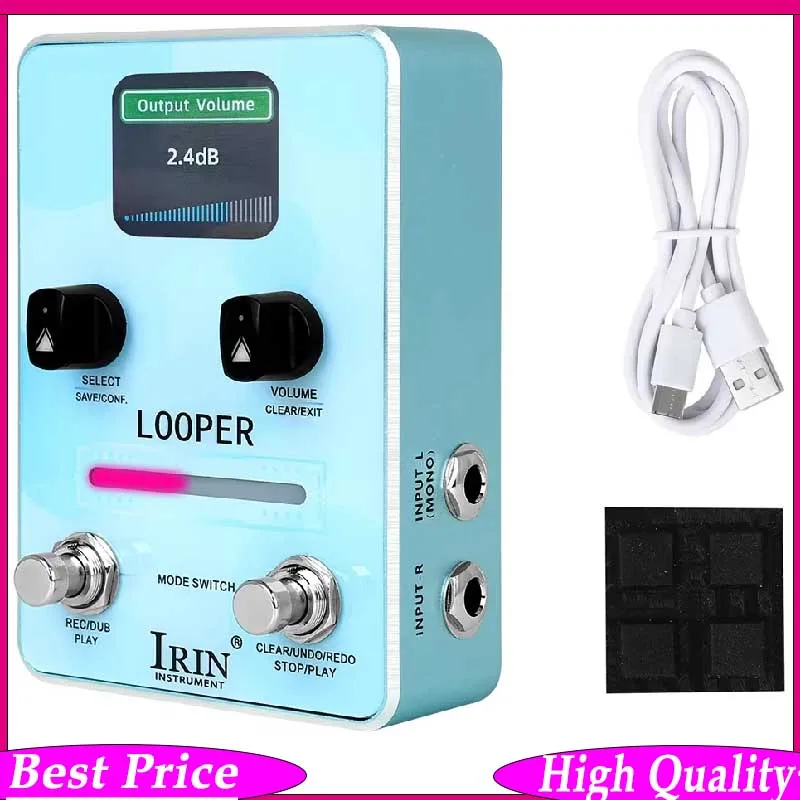 

IRIN XS-02 Loop Pedal Pro - педаль луп-процессора с 160-минутным временем работы, двойным футсвитчем, LED-дисплеем реального времени, USB-C аудио-хабом для сцены и студии. Доминатор.