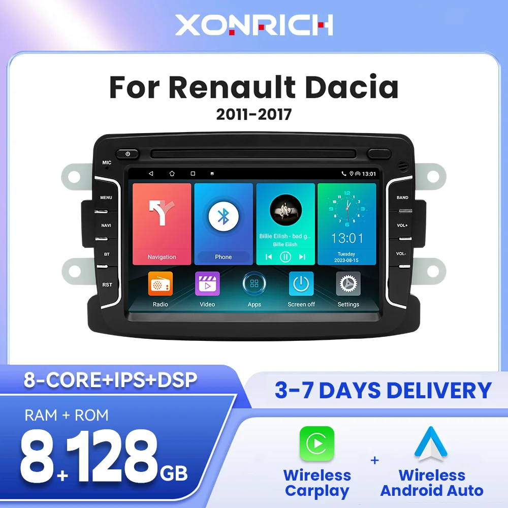 Wireless Carplay Android 12 Car Multimedia Radio For Dacia Lodgy Logan Duster Sandero Renault Captur/Lada/Xray GPS Navigation