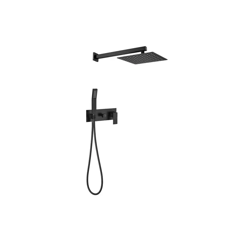 

10" Rainfall Shower Head & Handheld Sprayer Shower Faucet Set - Matte Black Luxury Rain Mixer Combo for Bathroom