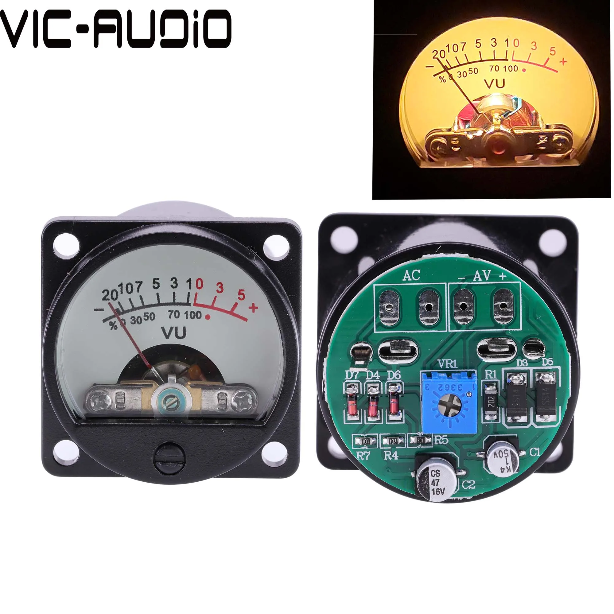 2 قطعة 35 مللي متر لوحة VU متر 500VU الصوت ضغط متر 2 قطعة VU مستوى الصوت متر لوحة للقيادة تيار مستمر/التيار المتناوب 6-12 فولت المدخلات