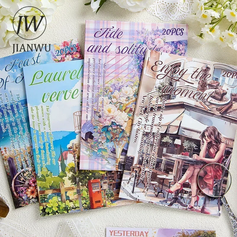 JIANWU Orchids Covering The Ground Series Flower Character Material Collage PET Sticker Book Creative Journal Stationery