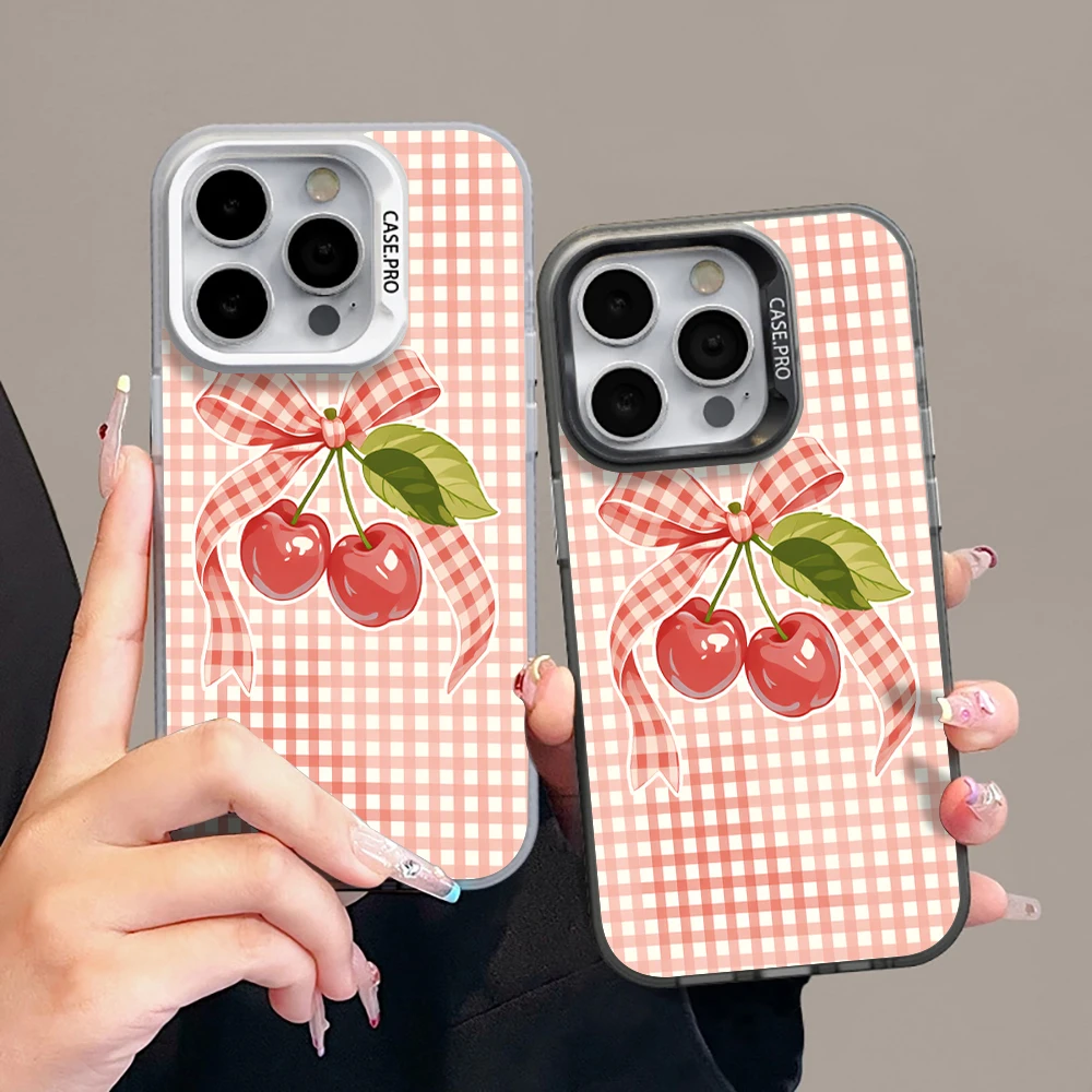 Niedliche Erdbeer-Karo-Hülle für iPhone 16 17 15 Pro Max Hüllen iPhone 17 11 12 13 ProMax 14 15 16 Plus 8 XS XR Stoßfeste Schutzhüllen – Detail 12