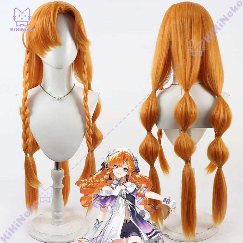 วิกผมคอสเพลย์ซิกริกาจากเกมวูเธอร์ริ่งเวฟส์ สีส้ม ยาว แบบถักเปียสามเส้น สำหรับงานคอมิคอน ปาร์ตี้ ผู้ใหญ่ ทั้งผู้หญิงและผู้ชาย