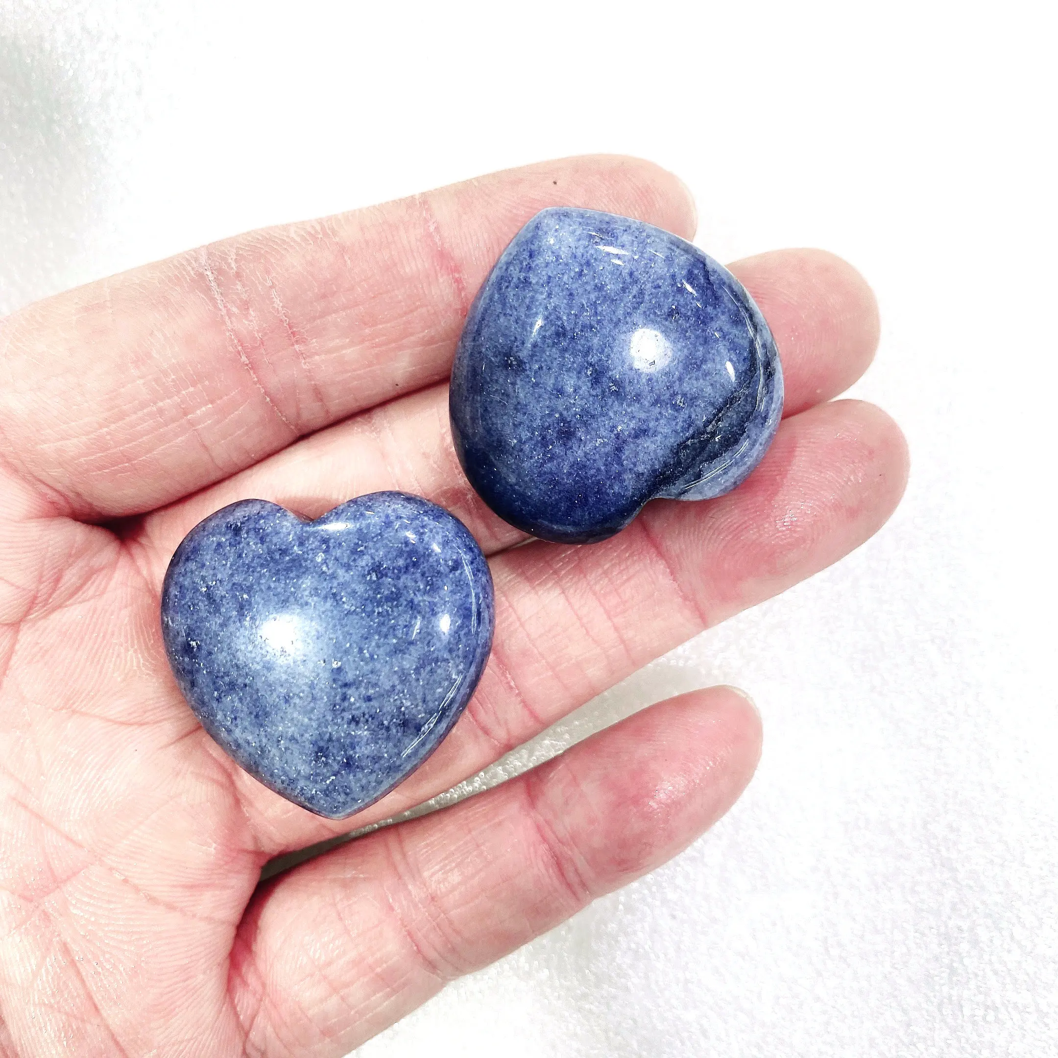 2pc Natural Blue Aventurine Heart Energy Reiki Stone Palm decoration Crystal Quartz Healing High Quality Gemstone For Gift