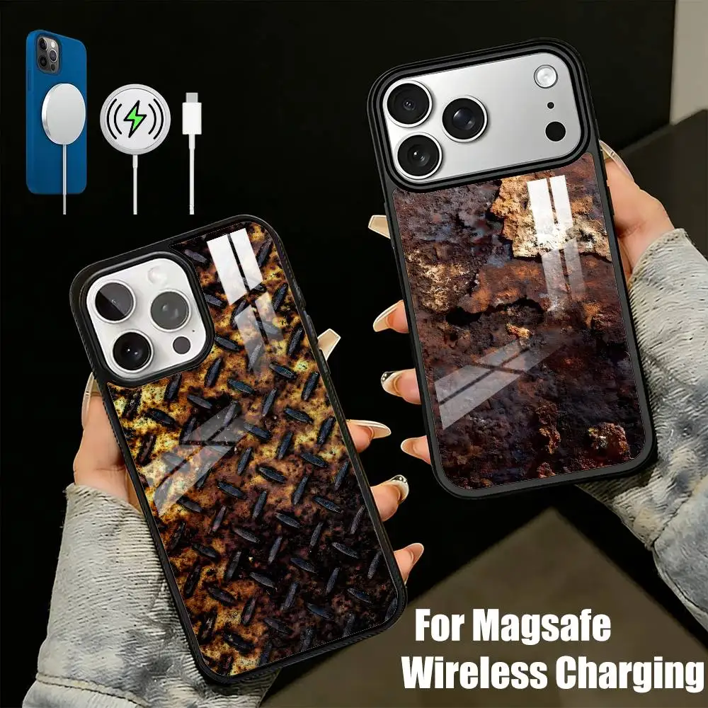 

Rust Texture Pattern Phone Case For iPhone17,16,15,14,13 Plus,Pro Max Magnetic For Magsafe Wireless Charging