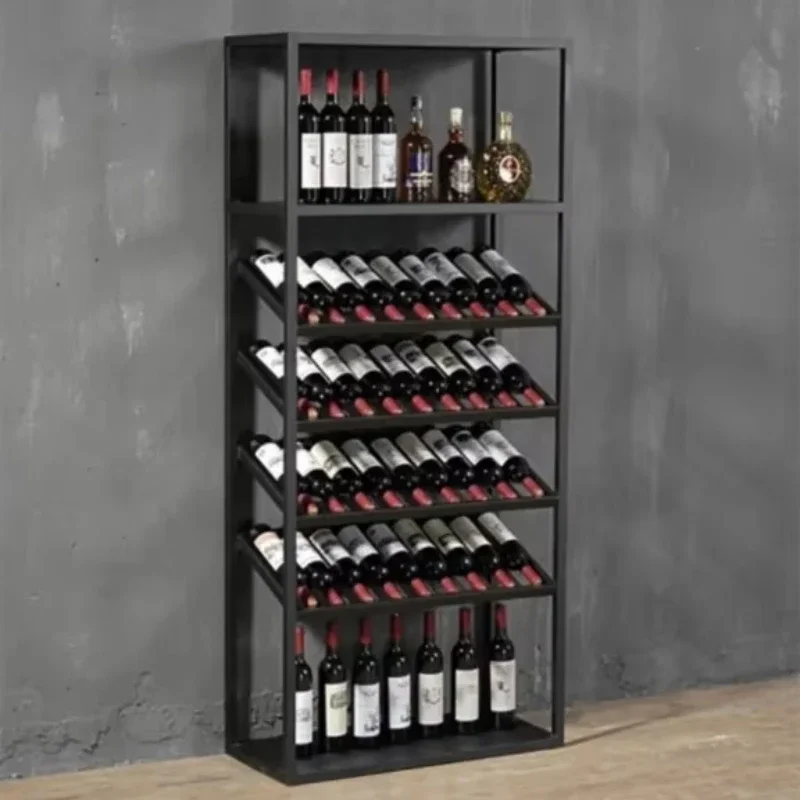 Iron wine rack Bar floor Wine cabinet Household wine storage rack