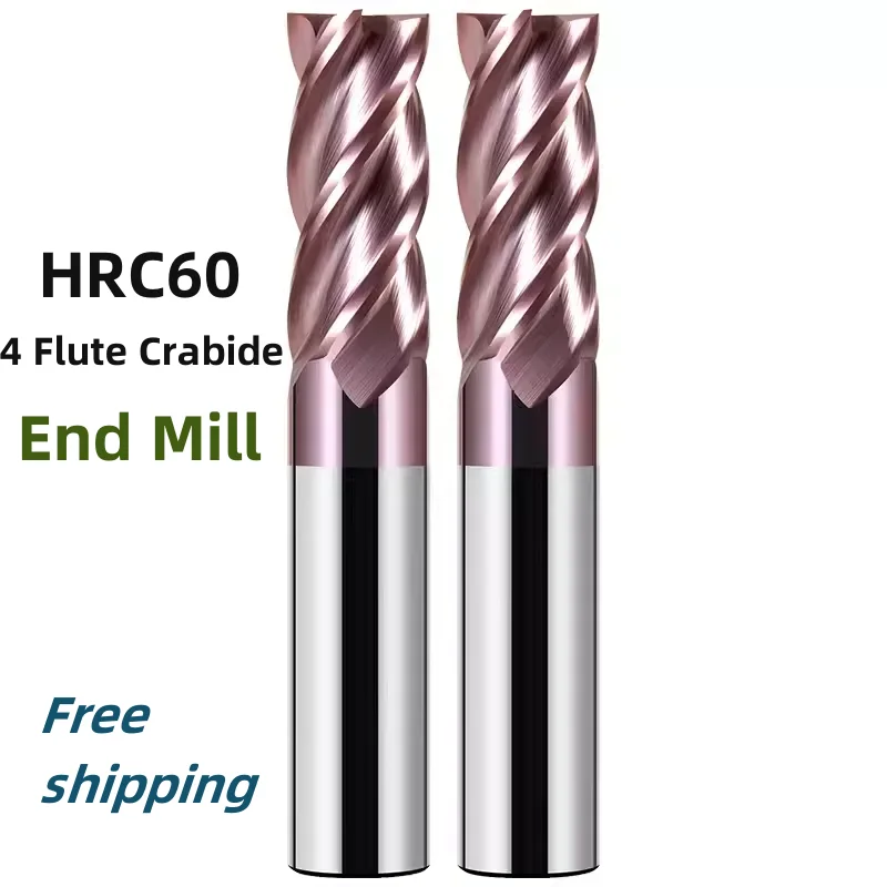 HRC60 4 Flute Tungsten Carbide Nano Coating End Mill CNC Engraving Machine Milling Cutter 11x30x12x75 7x20x8x60 13x45x14 x100