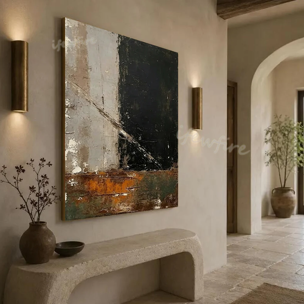 Modern Abstract Oil Painting 100% Handmade Blue-Gray Knife Wall Art Picture for Living Room Home Decor Mural Canvas Image Gift