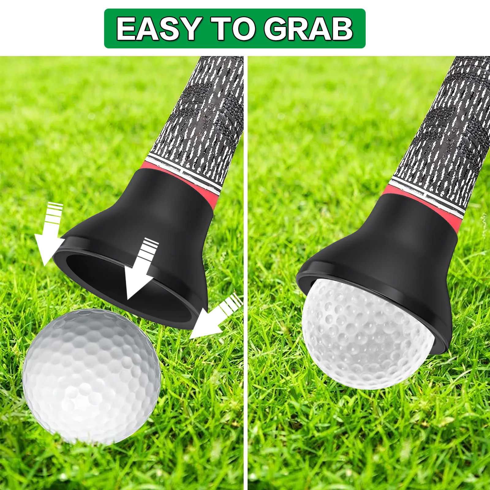 Golf Ball Retriever Suction Cup Picker Putter Grip Pick Up Tool Value 6 Pack Durable Rubber Balls Pick-up Grabber Saver