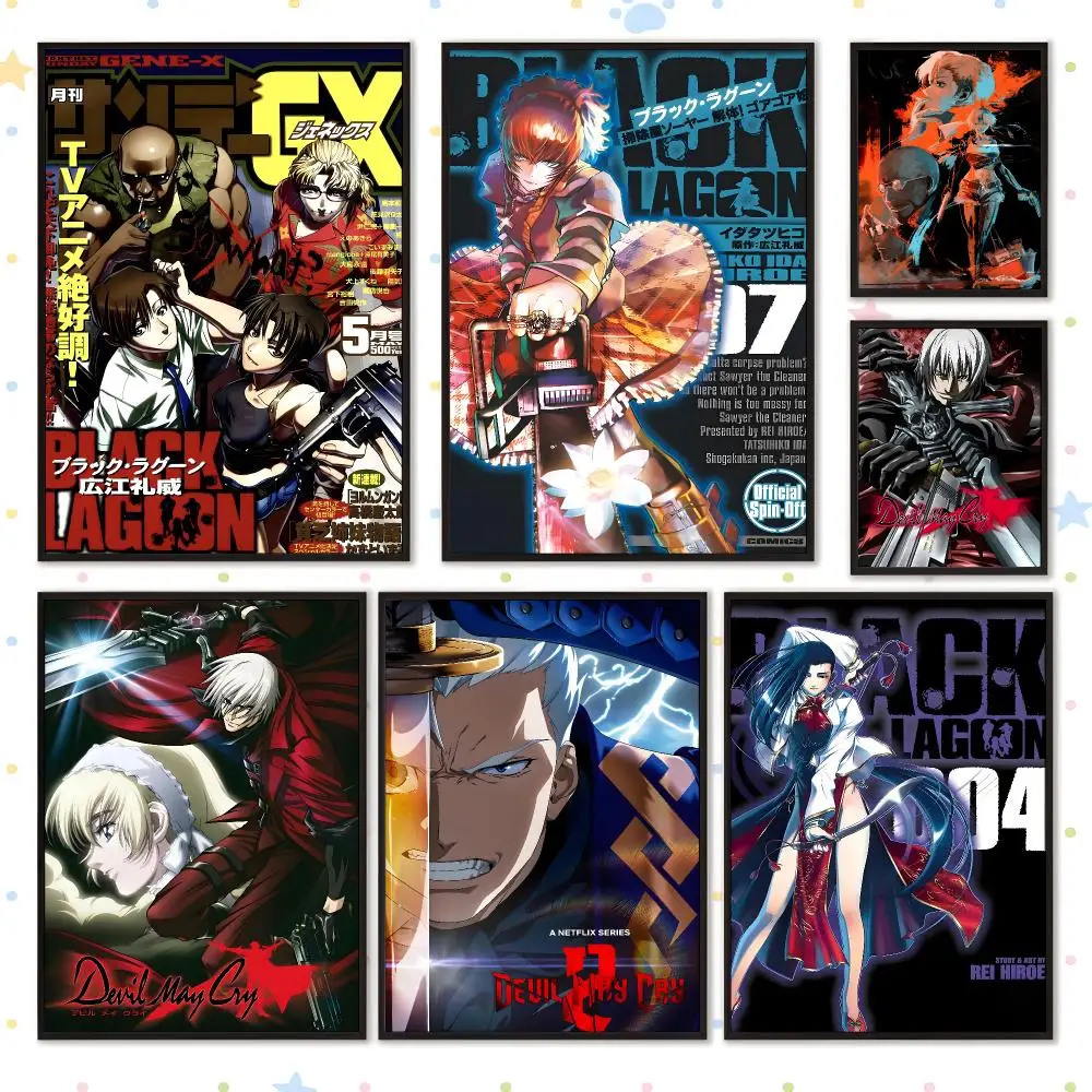 Anime Japanese Fantasy Black Lagoon Poster HD Waterproof PP Self Adhesive Aesthetic Bedroom Dorm Gaming Room Home Decor Gift