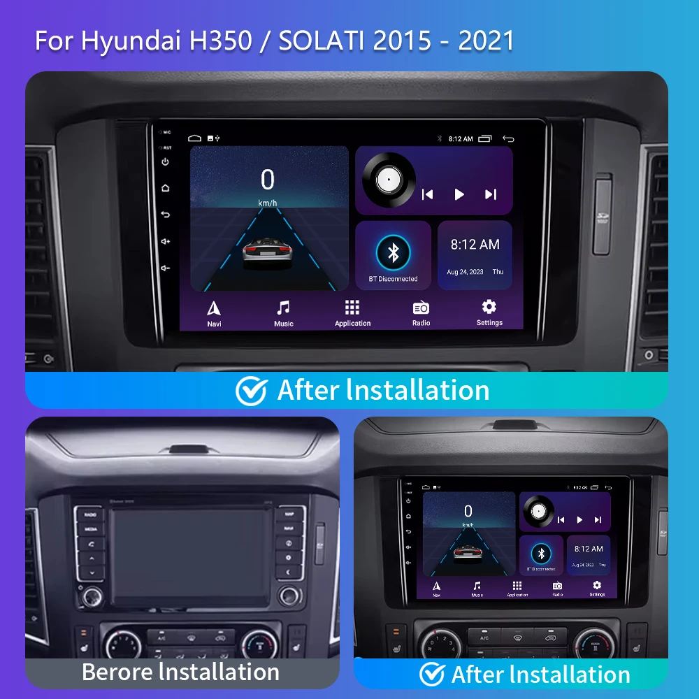 2Din Android13 For Hyundai H350 / SOLATI 2015 - 2021 Car Radio Multimedia Video Player Navigation Carplay Auto GPS 5G WIFI QLED