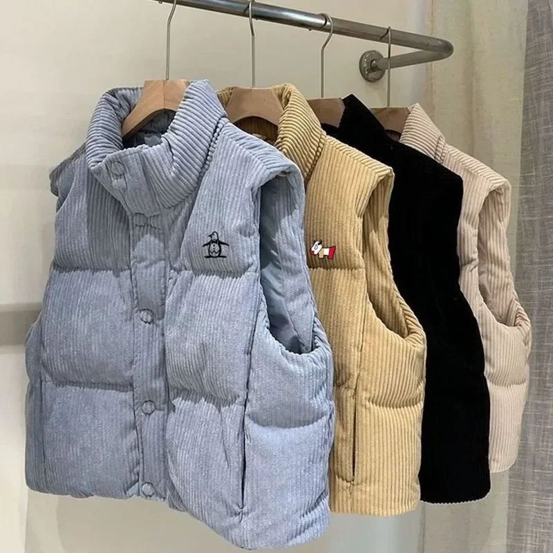 Luxury Brand Golf Vest Anew Women's Golf Wear Autumn Winter 2024 Padded Vest Corduroy Thickening Casual Coat Women Golf Clothes