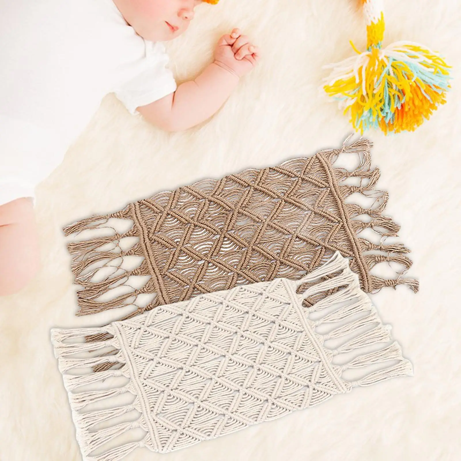 Knitting Tassel Blanket Photography Props Multi Use Ornament for Toddler Shoot Studio