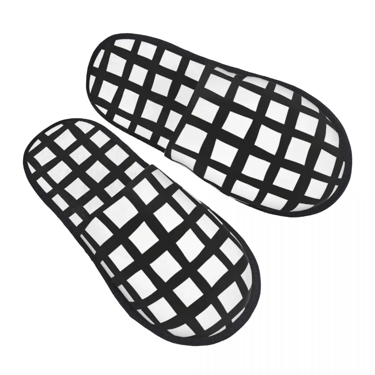 Irregular Square Grid Men Women Furry slippers Cosy special Home slippers