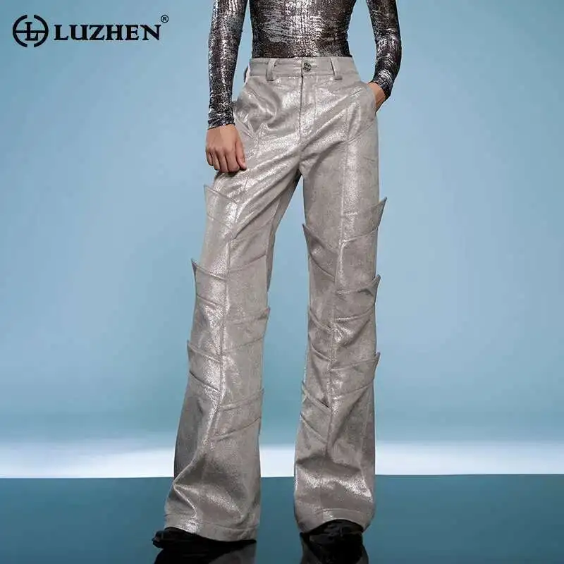 

LUZHEN 2025 New Original Night Club Outfit Patchwork Design Straight Casual Pants Men Fashion Luxury High Street Trousers LZ9364