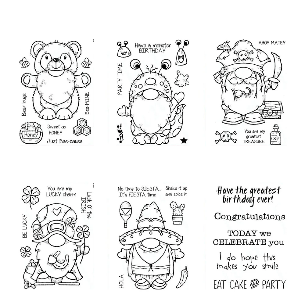 

2023 New Lucky Gnome Birthdays Metal Cutting Dies Silicone Stamps Scrapbooking Photo Album Card DIY Paper Embossing Handmade