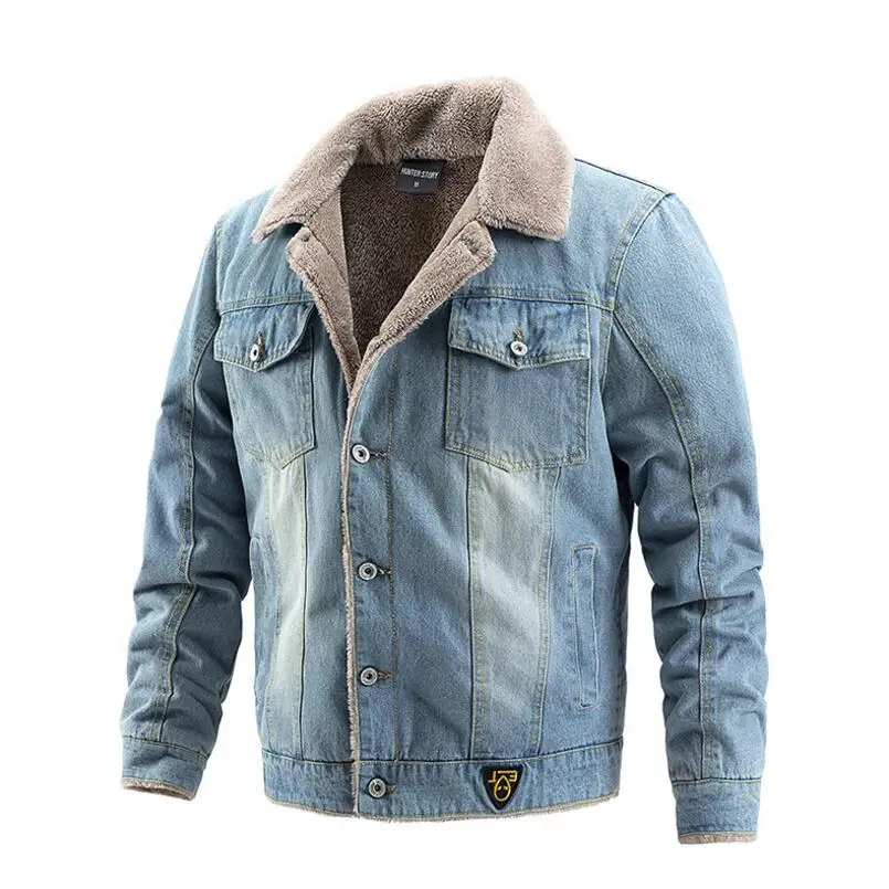 Men Winter Denim Jackets Blue Jeans Coats Down Jackets High Quality Male Thicker Warm Denim Coats Outwear Casual Jeans Jackets