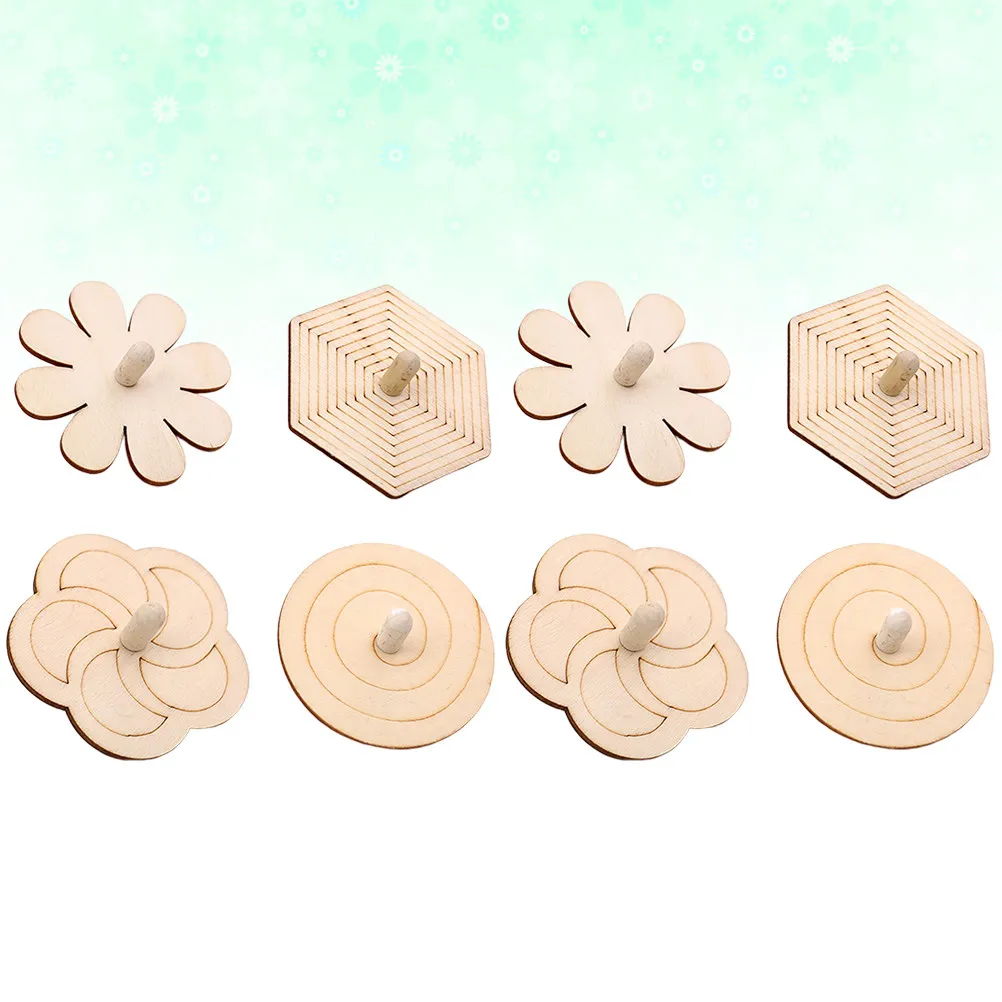 

Набор из 8 деревянных заготовок для росписи: гироскопы-волчки для детей, идеально подходят для поощрений в классе, подарков в пакетах и небольших подарков на Рождество