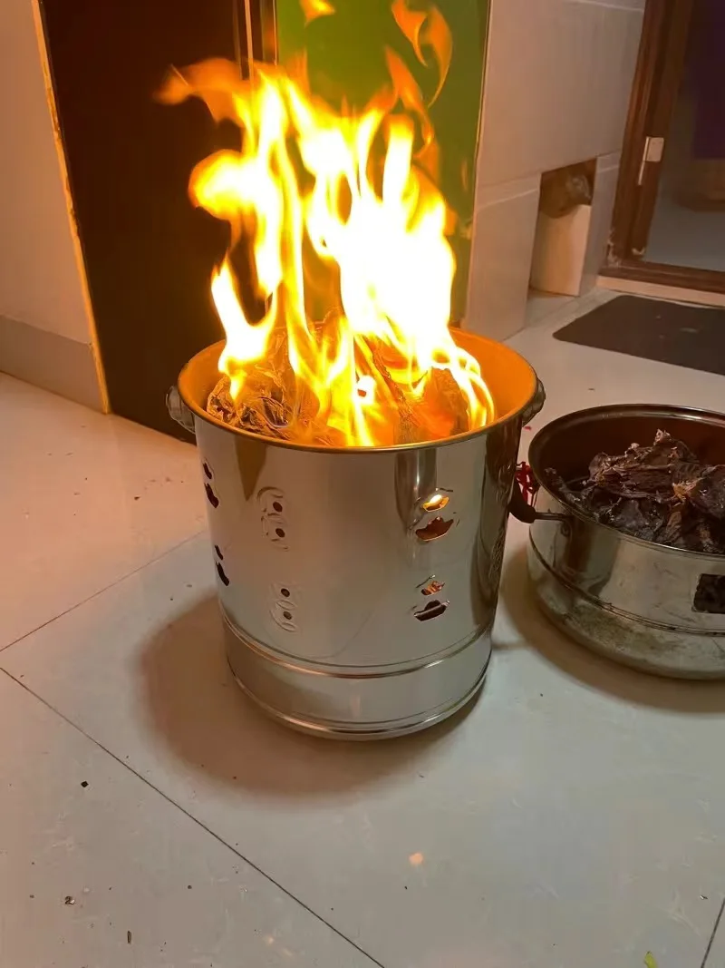 1 Set Burning Fire Bin Useful Prime Burn Barrel Paper Burning Barrel Stainless Steel Incinerator For Outdoor