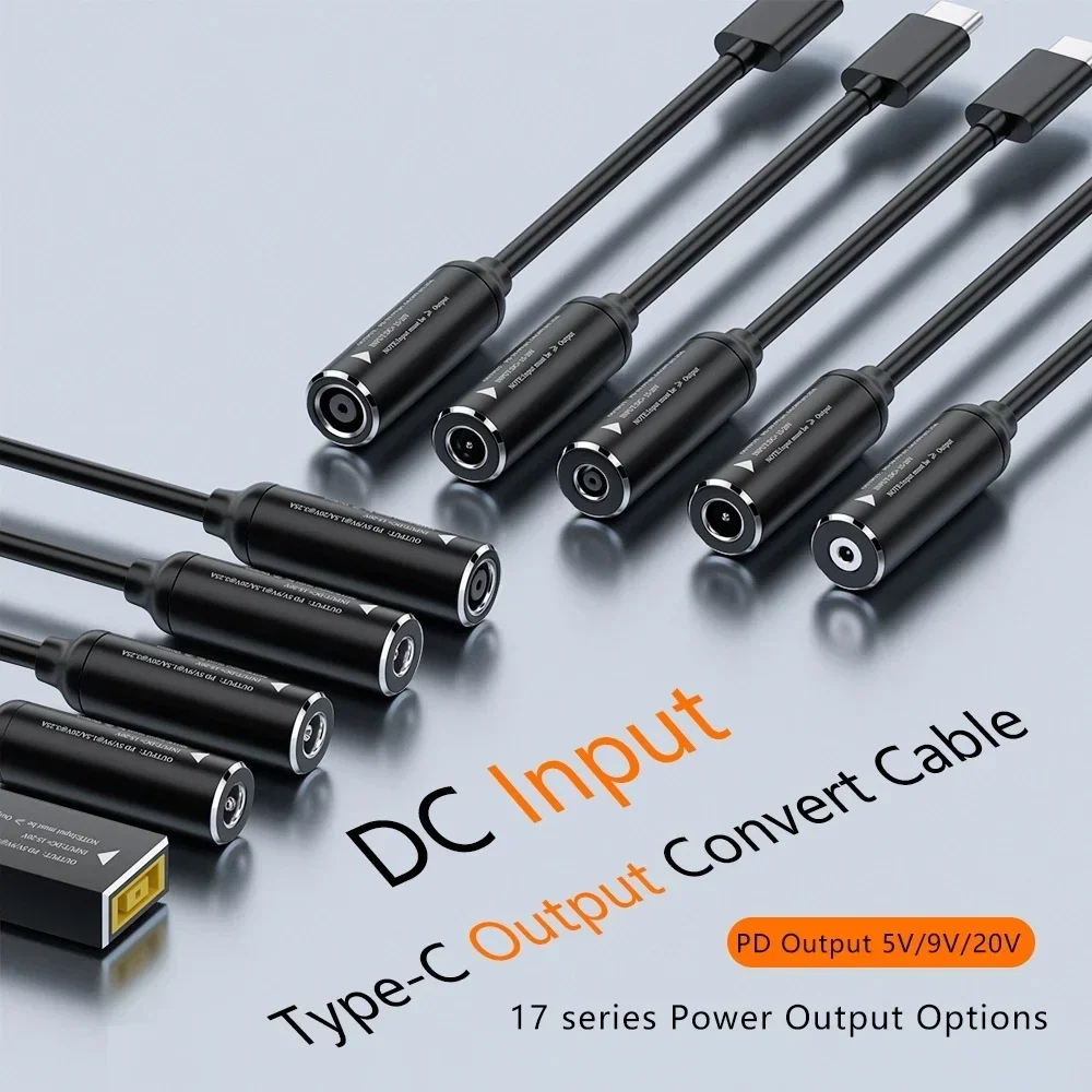 DC To USB Type C PD 65W Fast Charging Cable Adapter Converter Type C PD Power Jack Connector for MacBook Lenovo Samsung Huawei