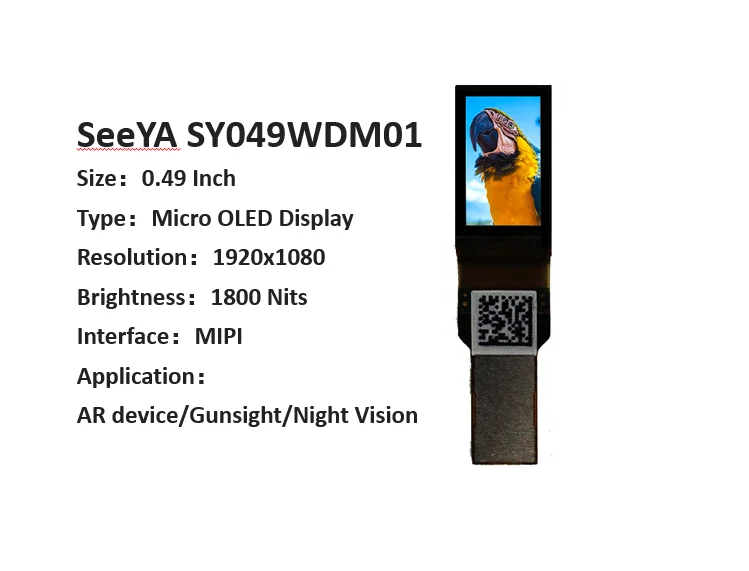 TDO SY049WDM01 Modulo display microoled da 0,49 pollici 1920 * 1080 1800 nit Interfaccia Hud NED I2C per casco intelligente AR HUD