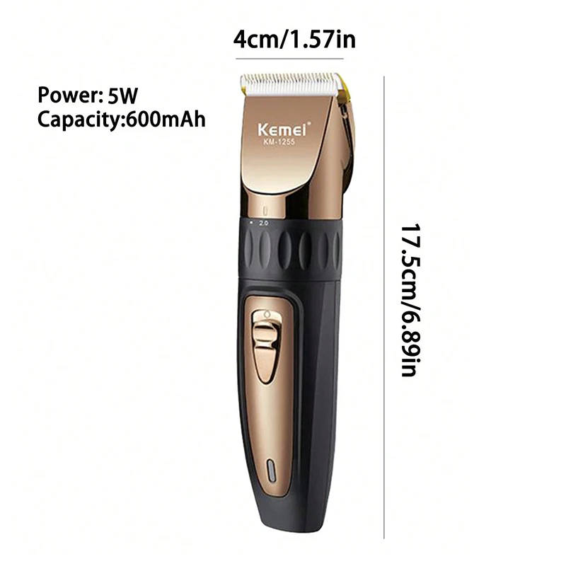 Kemei 1255 مشابك شعر كهربائية رجل قابلة للشحن آلة قطع الشعر قادين الشعر اللحية المشكل ماكينة حلاقة نحت المقص