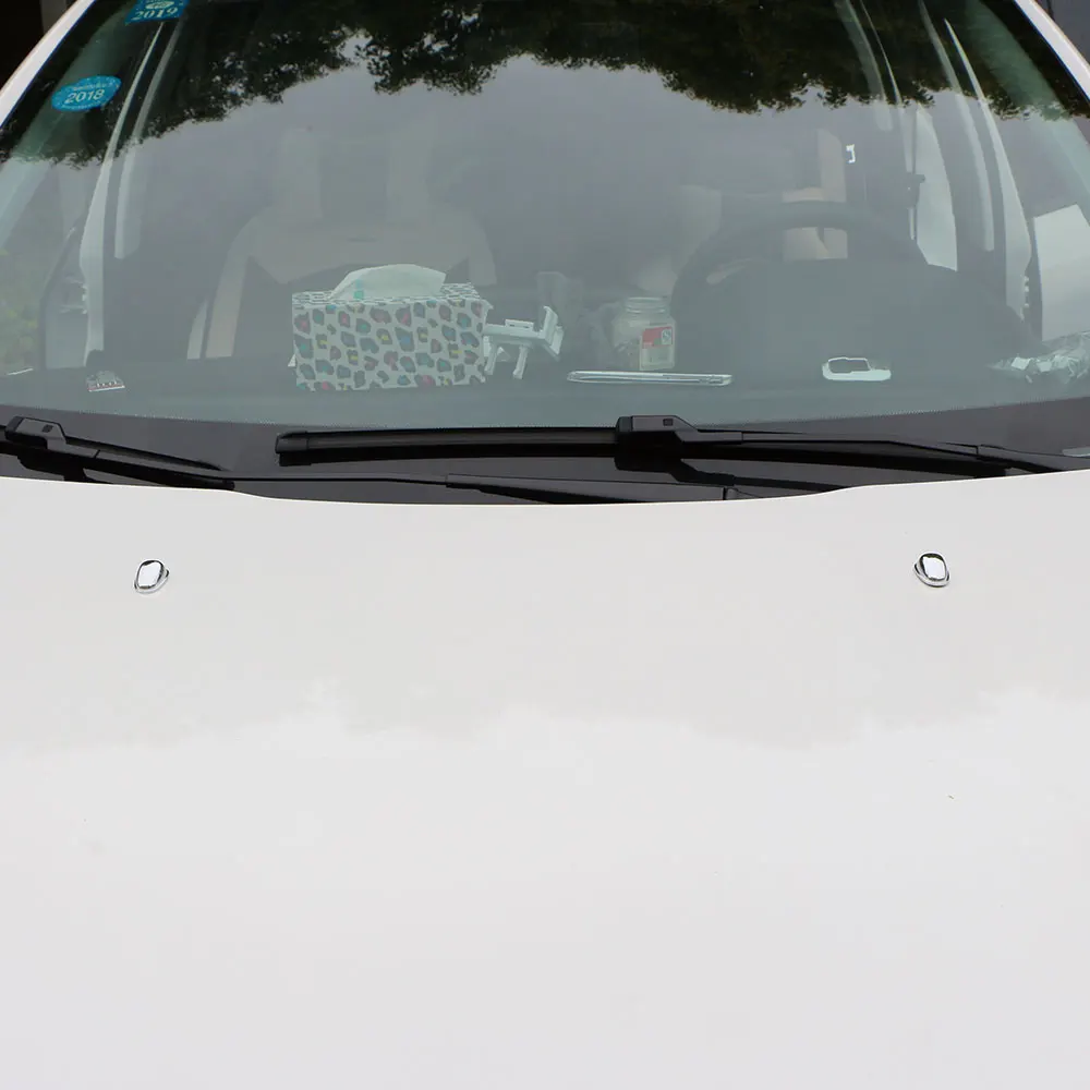 車のフロントガラスウォッシャーワイパーカバー、ウォータースプレーノズルキャップ、プジョー2008、2014-2017用ステッカー、ABSクローム、2個
