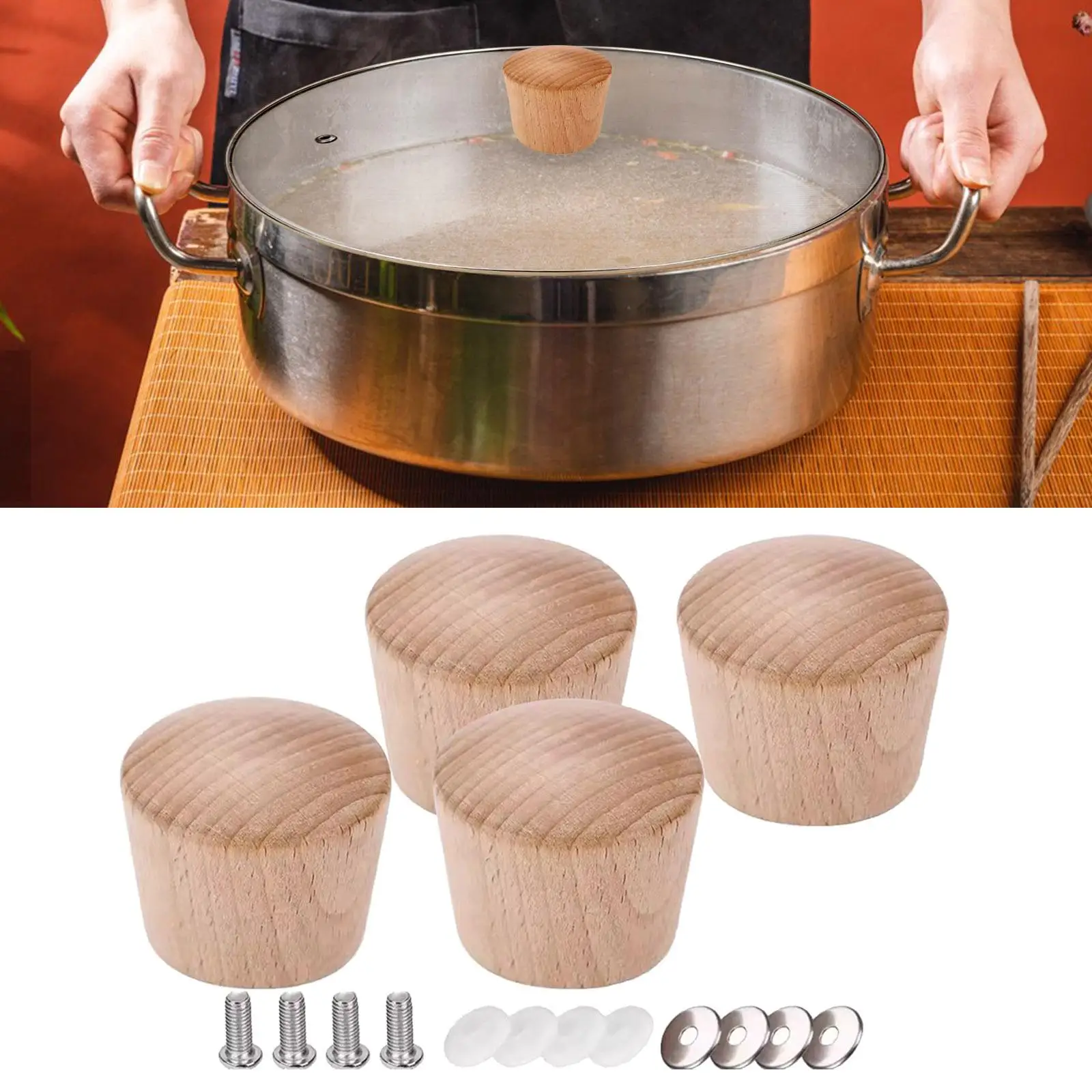 Kitchen Cookware Lids Knob Ergonomic Bakelite Wood Finish Handle for Non Stick Pans Offers