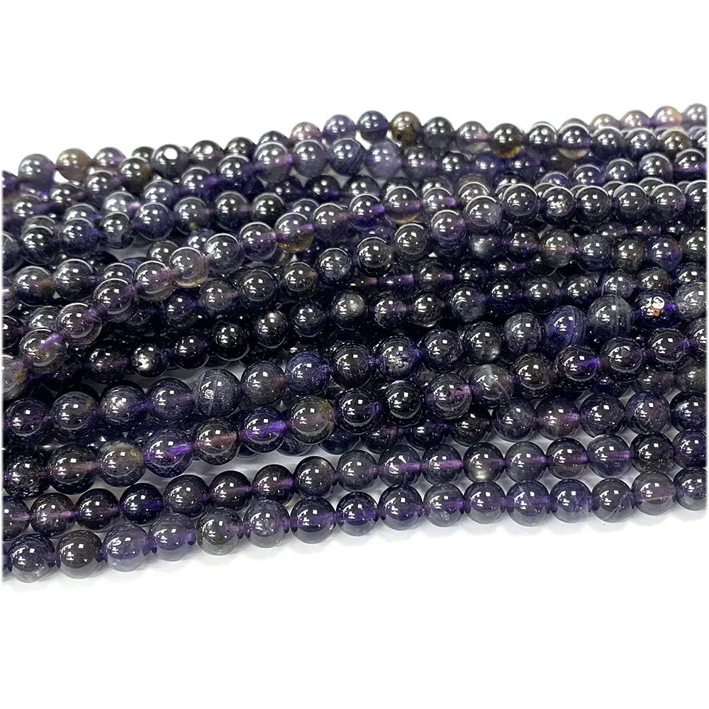 Veemake الطبيعية الأزرق الأرجواني Iolite جولة فضفاض الخرز لصنع المجوهرات الأحجار الكريمة كريستال عقد دي اي واي أساور القرط 07902